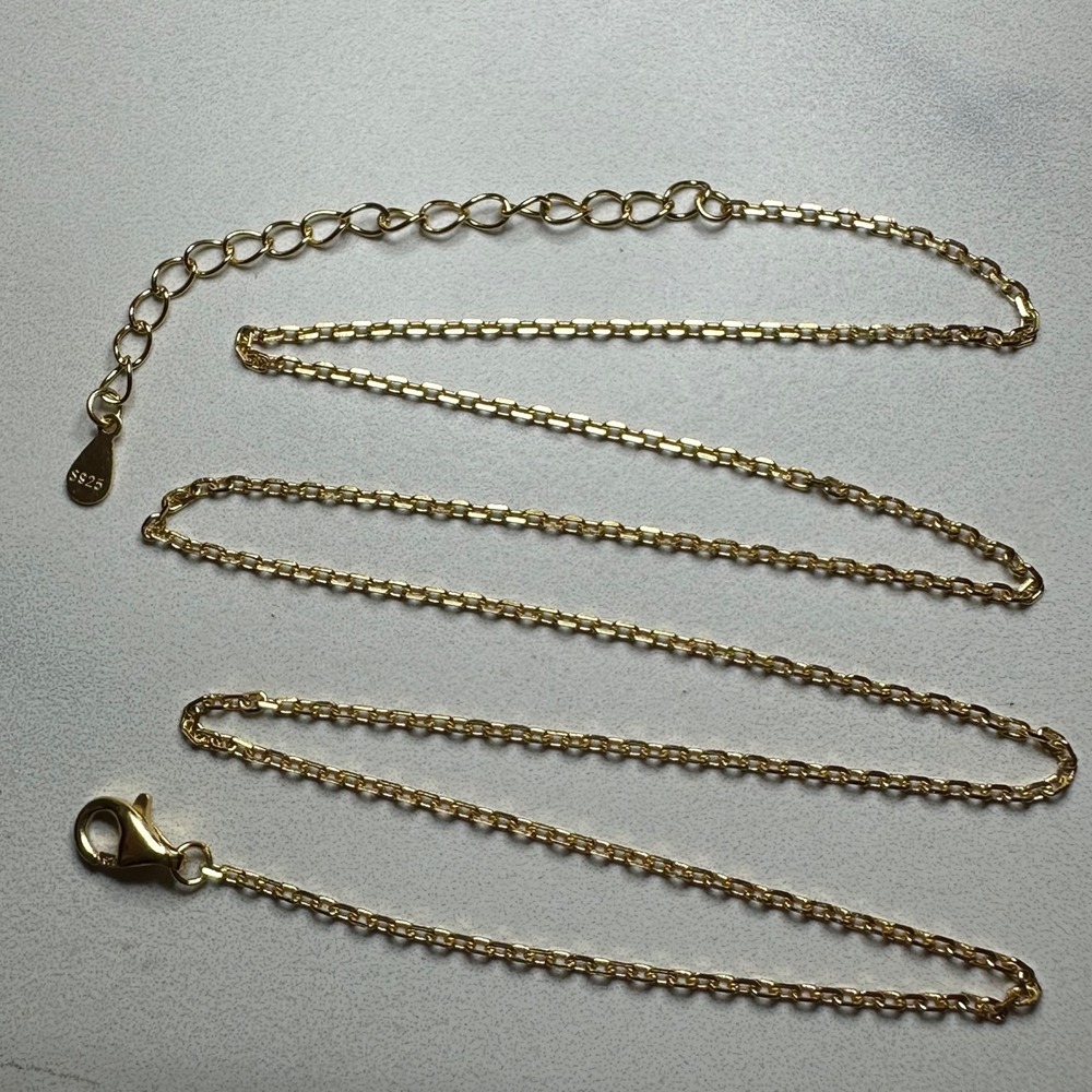 S925 Sterling Silver Gold Plated Cable Chain Necklace with Extender Jewelry